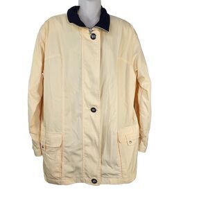 IZZI Outer Wear Womens Jacket Coat Medium Yellow Lightweight Zip Buttons Pockets